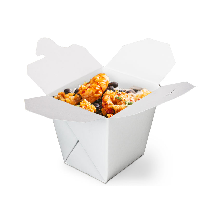 16oz White Rectangle Paper Take Out Food Containers