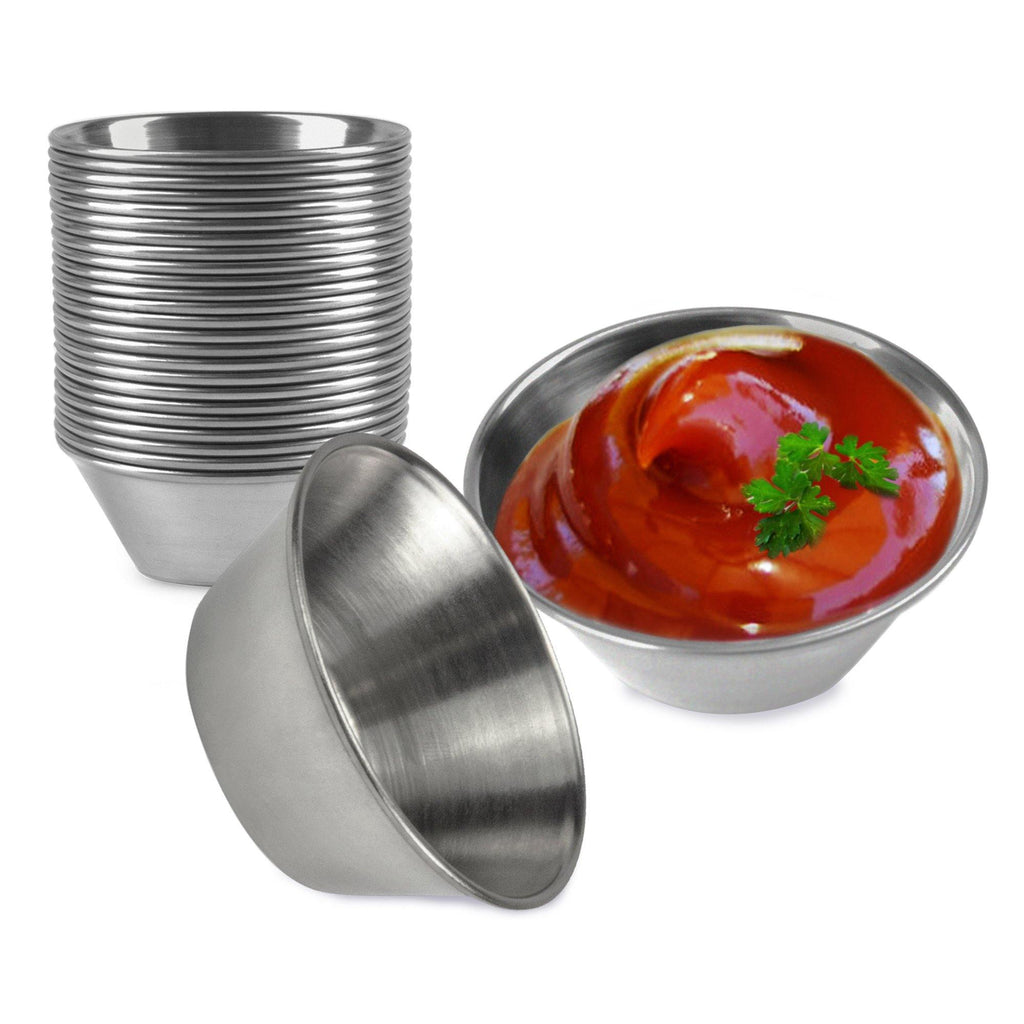 Silver Stainless Steel Round Sauce Cups 1.5oz