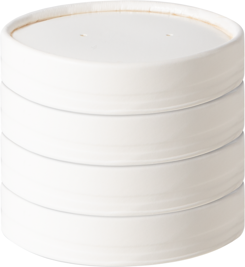 16oz White Compostable Paper Food Cup with Vented Lid