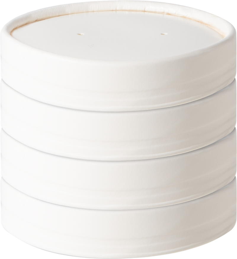 8oz White Compostable Paper Food Cup with Vented Lid