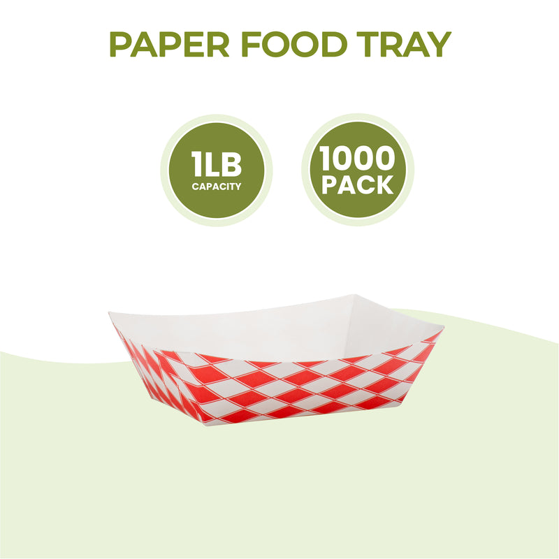 1LB Red Check Paper Food Trays
