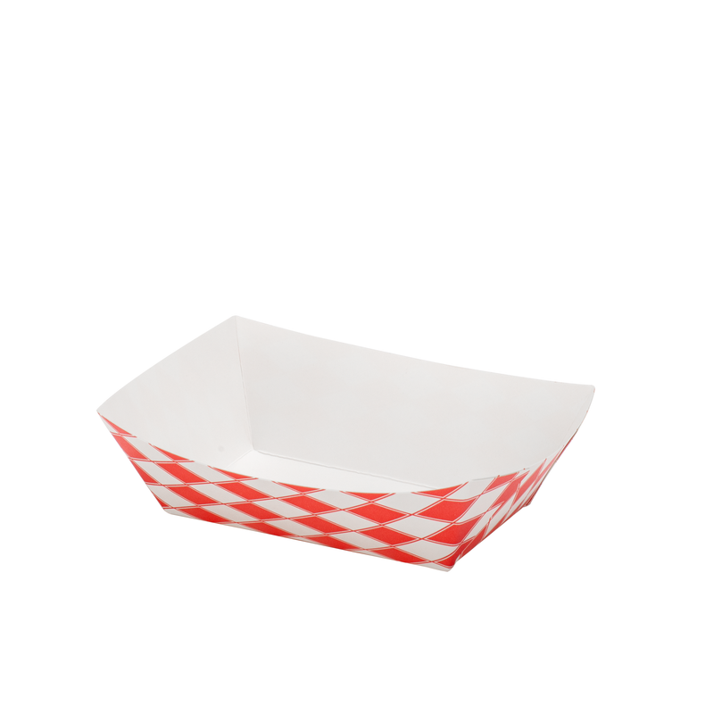 1LB Red Check Paper Food Trays / 1000pcs