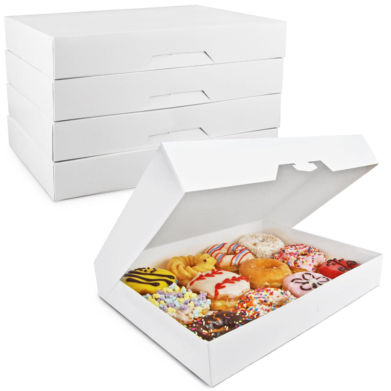 15x11.5x2.25” White Bakery Box - Holds 12 Donuts , Auto-Popup - Inbulks