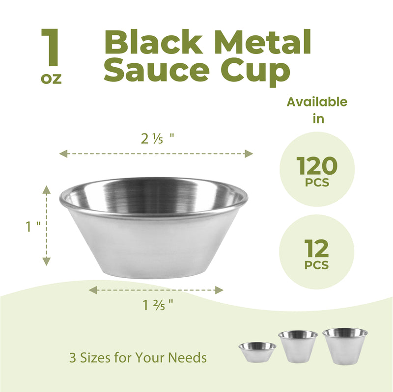 Silver Stainless Steel Round Sauce Cups 1.5oz