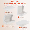 12x8x2.25” White Bakery Box - 6 Holds, Auto-Popup