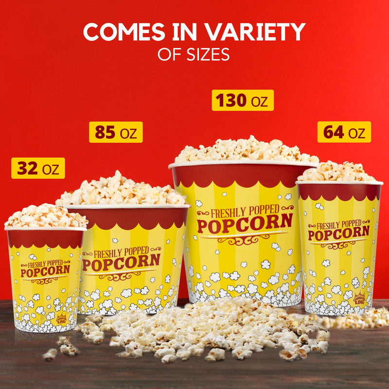 Popcorn Buckets Disposable Yellow and Red Paper Popcorn Containers - Inbulks
