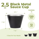 Matte Black Plated Stainless Steel Round Sauce Cups 2.5oz