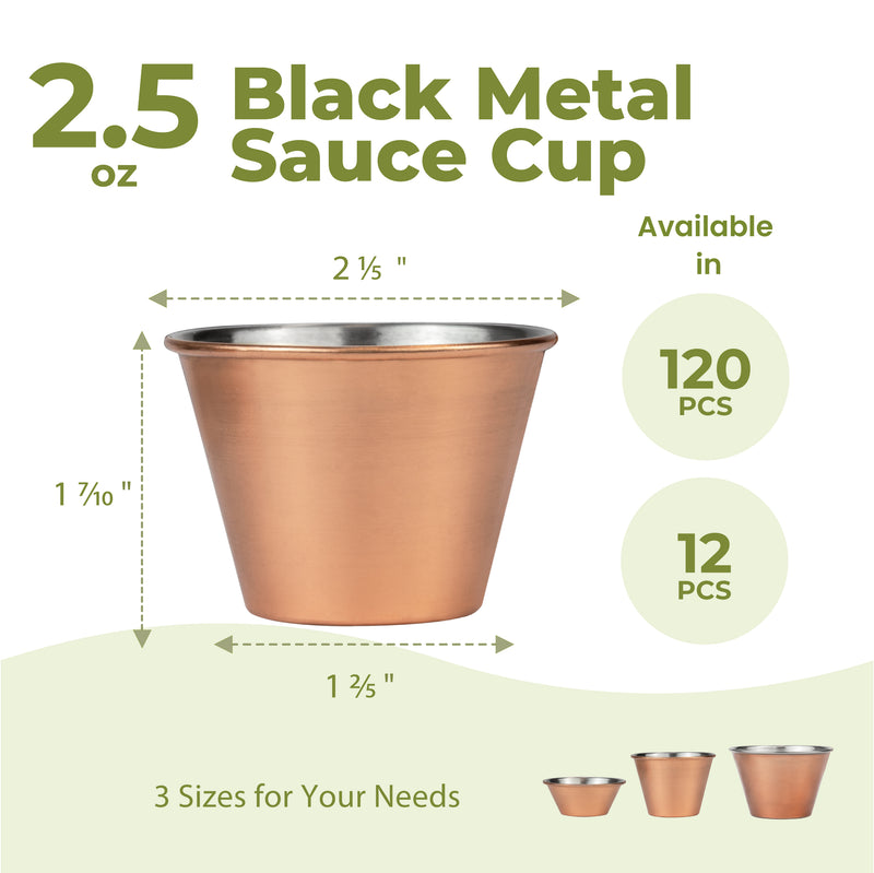 Copper Plated Stainless Steel Round Sauce Cups 2.5oz