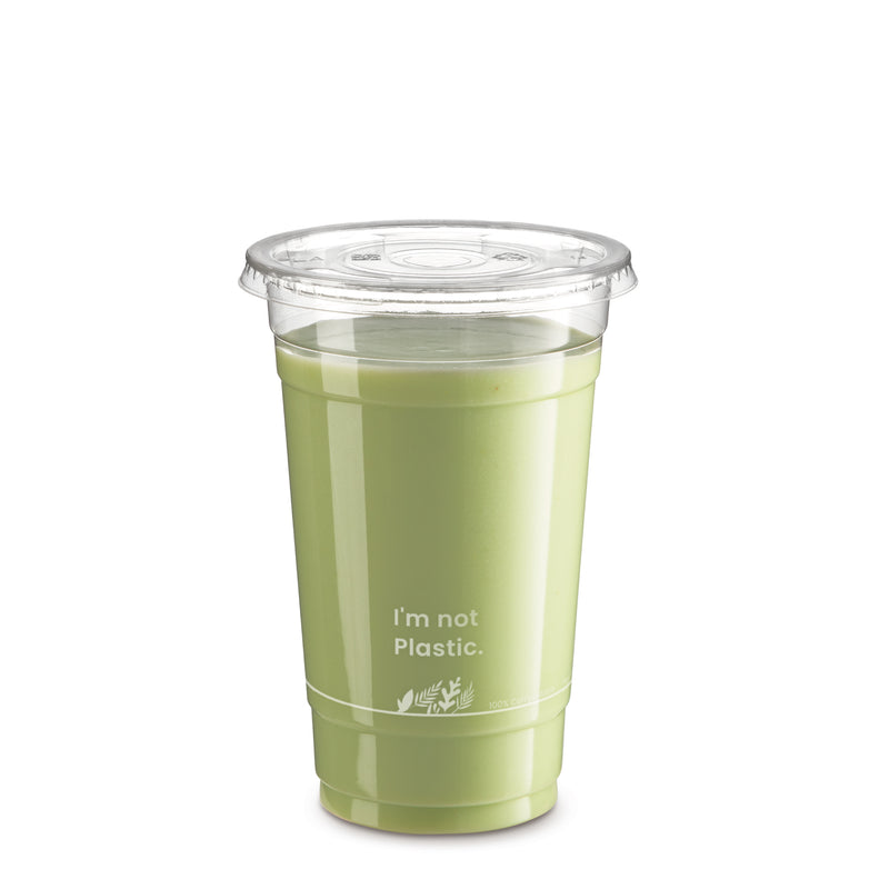 20oz Plant Based Biodegradable Clear Cups with Flat Lids