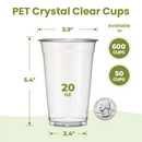 20oz Clear Plastic Cups for Cold Drinks no lids, PET BPA Free - Inbulks