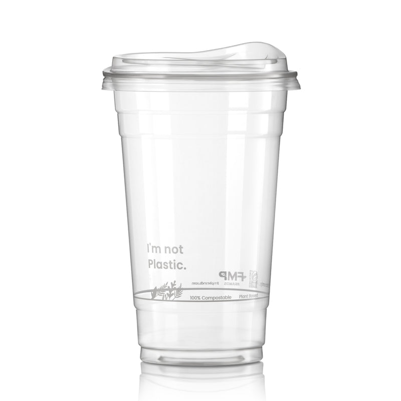 20oz Plant Based Biodegradable Clear Cups with Sip Lids