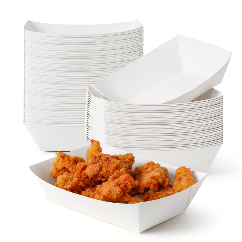 2 LB White Paper Food Trays