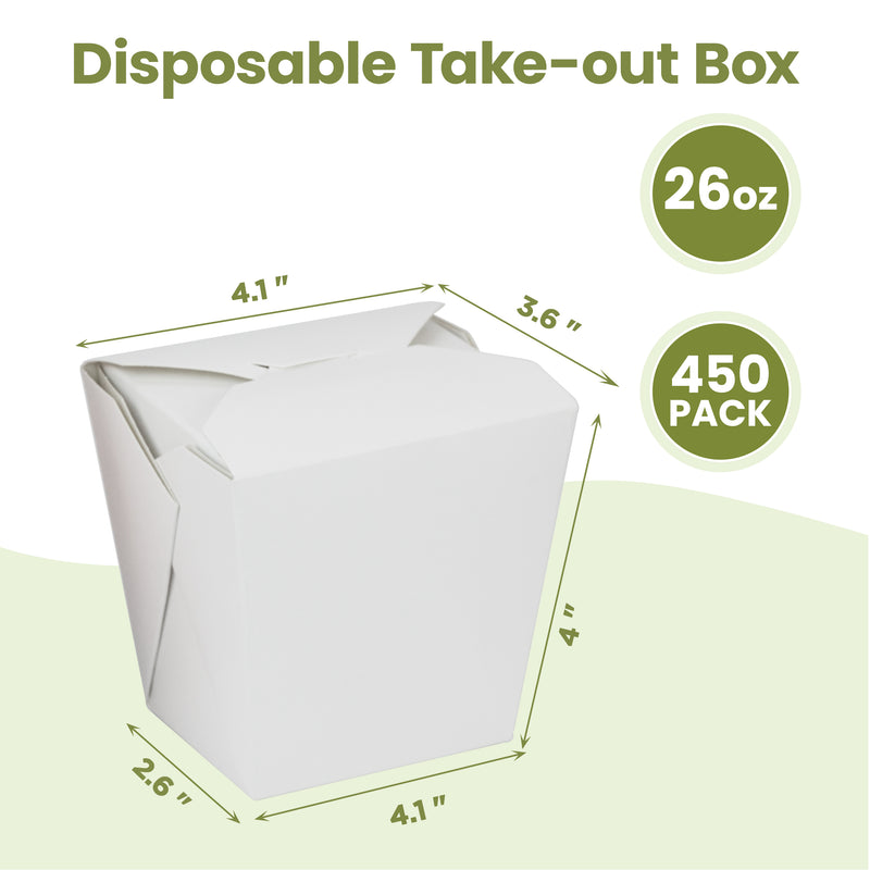 26oz White Rectangle Paper Take Out Food Containers