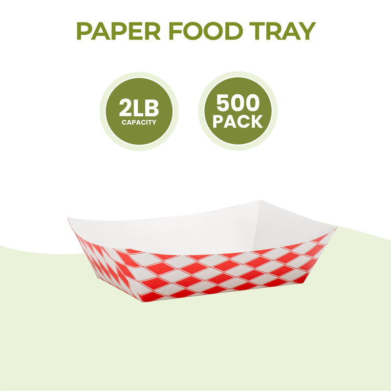 2LB Red Check Paper Food Trays / 1000pcs