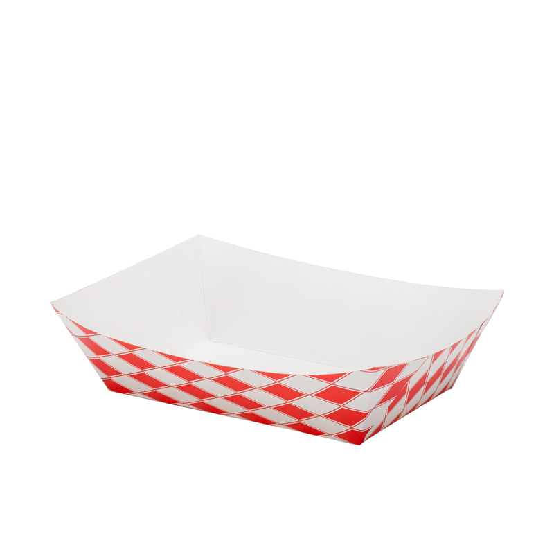 2LB Red Check Paper Food Trays / 1000pcs