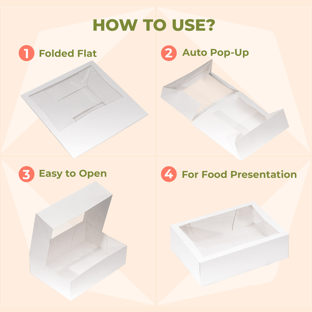 Bakery Packaging MUMULULU 12 PCS 14x10x4 Inch Cake Boxes With Window ...