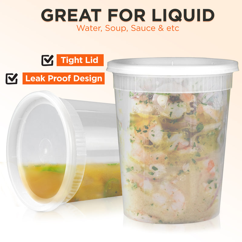 Round Plastic Deli Cups with Lids, Leak Proof - Inbulks
