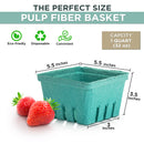 Green Molded Pulp Fiber Berry Basket Produce Vented Container for Fruit and Vegetable - Inbulks