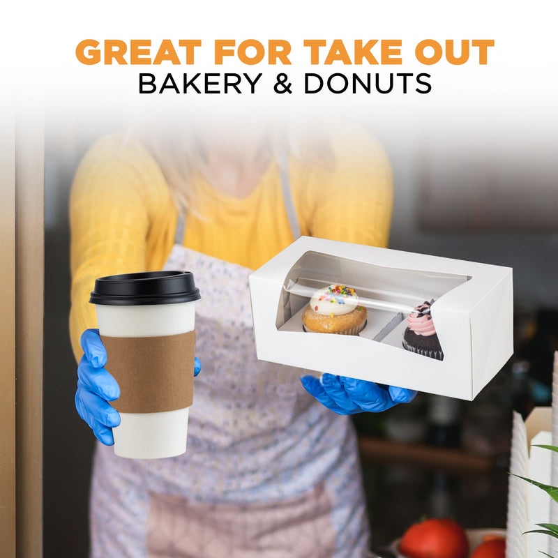 9x4x3.5” White Donut / Bakery Box with Window - Auto-Popup - Inbulks