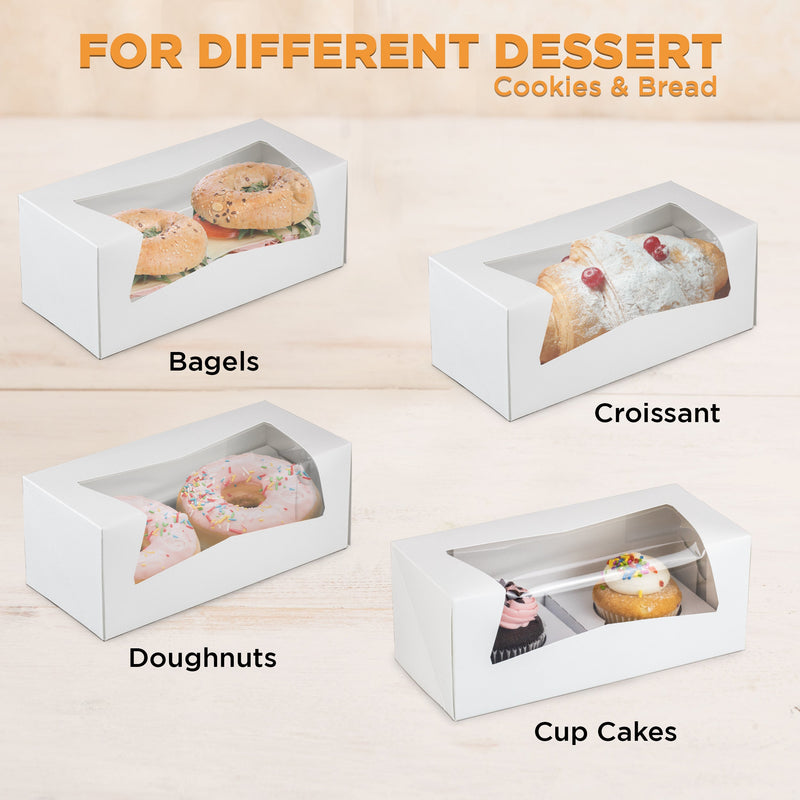 9x4x3.5” White Donut / Bakery Box with Window - Auto-Popup - Inbulks