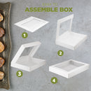 White Bakery Box with Window 16x12x2.25”  - Holds 12 Donuts , Auto-Popup - Inbulks