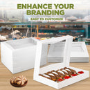 White Bakery Box with Window 16x12x2.25”  - Holds 12 Donuts , Auto-Popup - Inbulks