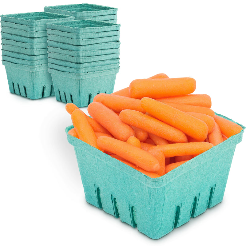 Green Molded Pulp Fiber Berry Basket Produce Vented Container for Fruit and Vegetable - Inbulks
