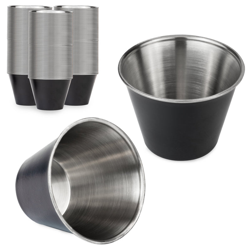 Matte Black Plated Stainless Steel Round Sauce Cups 2.5oz