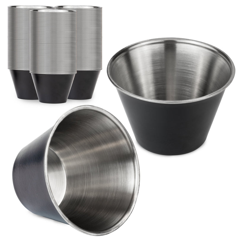 Matte Black Plated Stainless Steel Round Sauce Cups 4oz