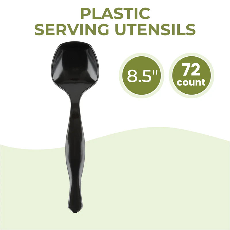 Black Heavy Duty Plastic Serving Spoon 8.5''