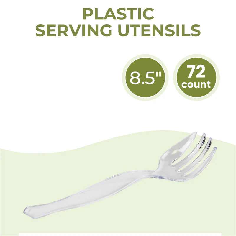 Clear Heavy Duty Plastic Serving Fork 8.5''