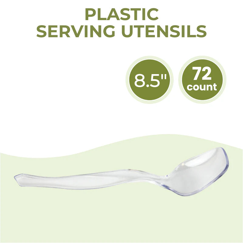 Clear Heavy Duty Plastic Serving Spoon 8.5''