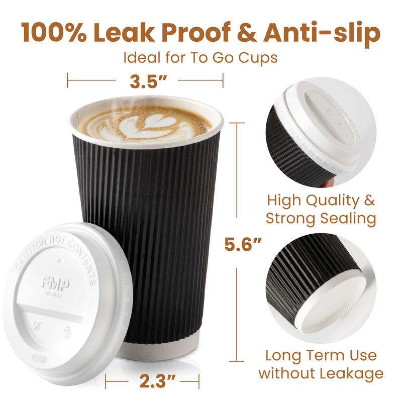 Double Wall  Paper Hot Cups with White Dome Lids