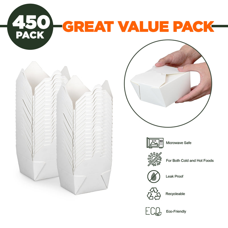 30oz Paper Take Out Containers - White Lunch Meal Food Boxes