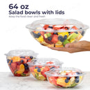 64oz BPA Free Clear Plastic Bowl Container With Dome Lids - Inbulks