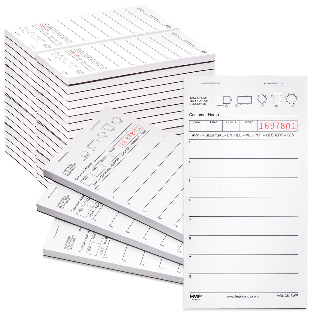 Server Pad Server Pads - Restaurant Order Pad, White 1 Part Guest Check Pad Style ...