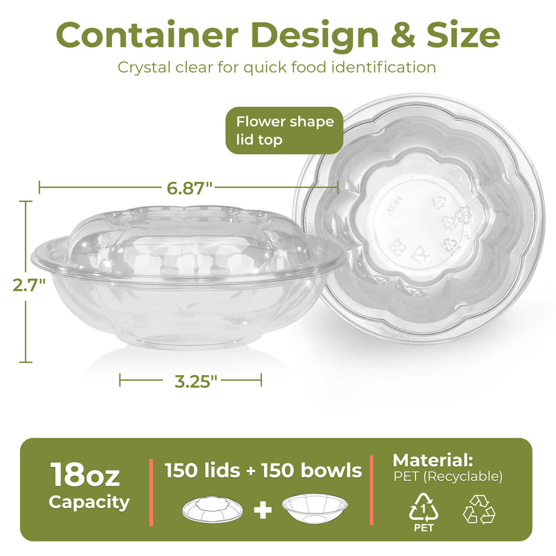 18oz BPA Free Clear Plastic Bowl Container With Dome Lids