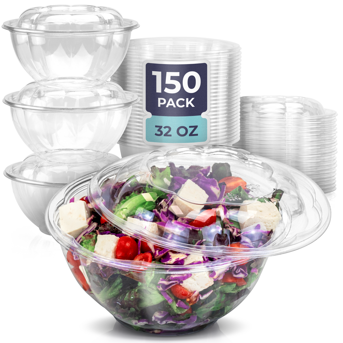 32oz BPA Free Clear Plastic Bowl Container With Dome Lids | Inbulks