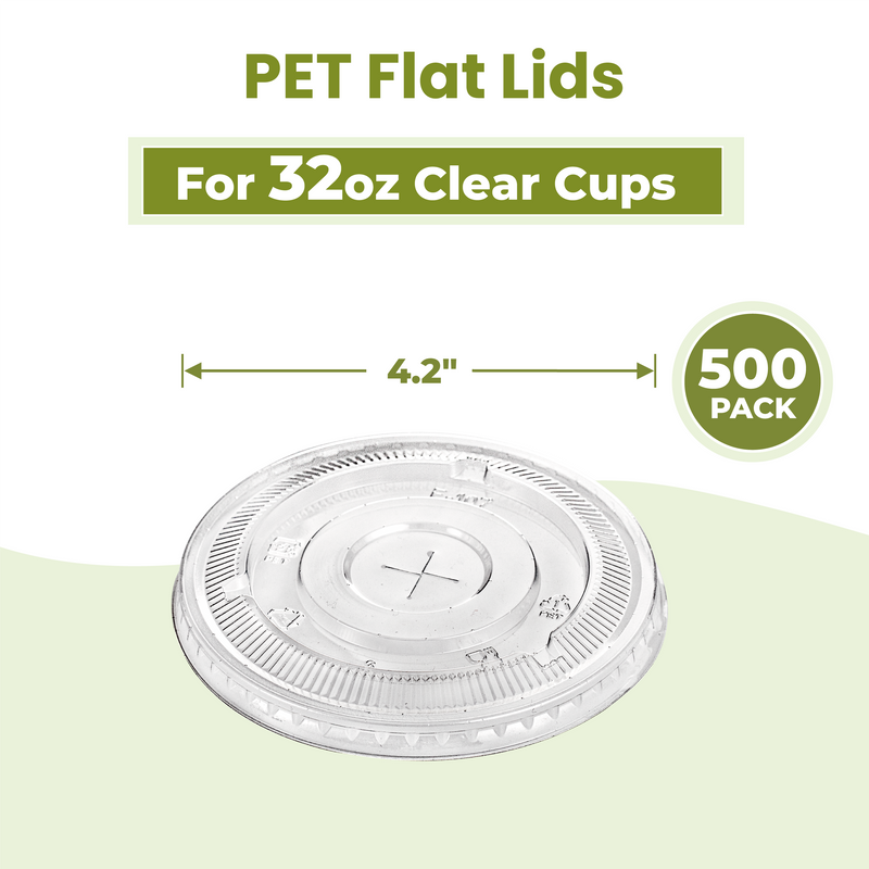 Flat Slotted Lids for 32 oz Clear Plastic Cups