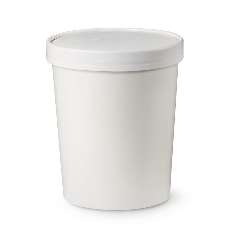 32oz White Compostable Paper Food Cup with Vented Lid