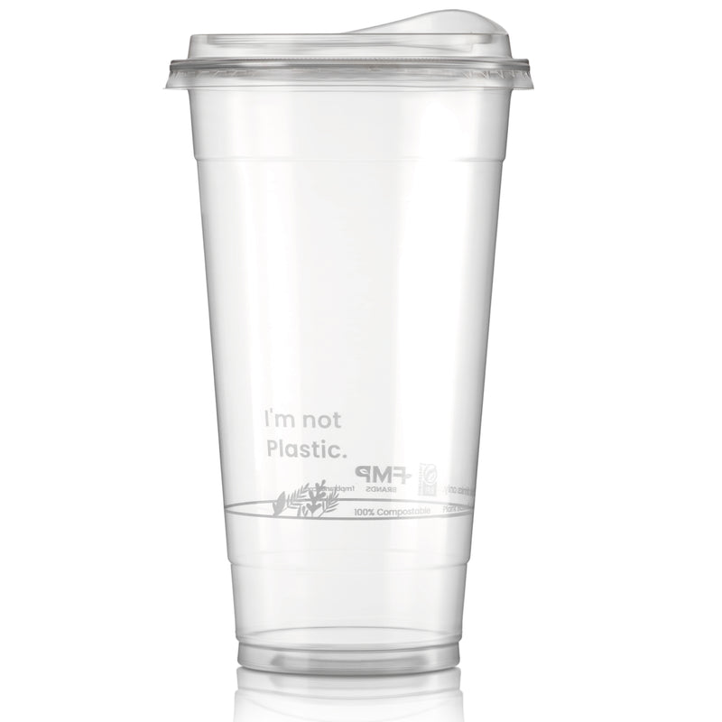 32oz Plant Based Biodegradable Clear Cups with Sip Lids