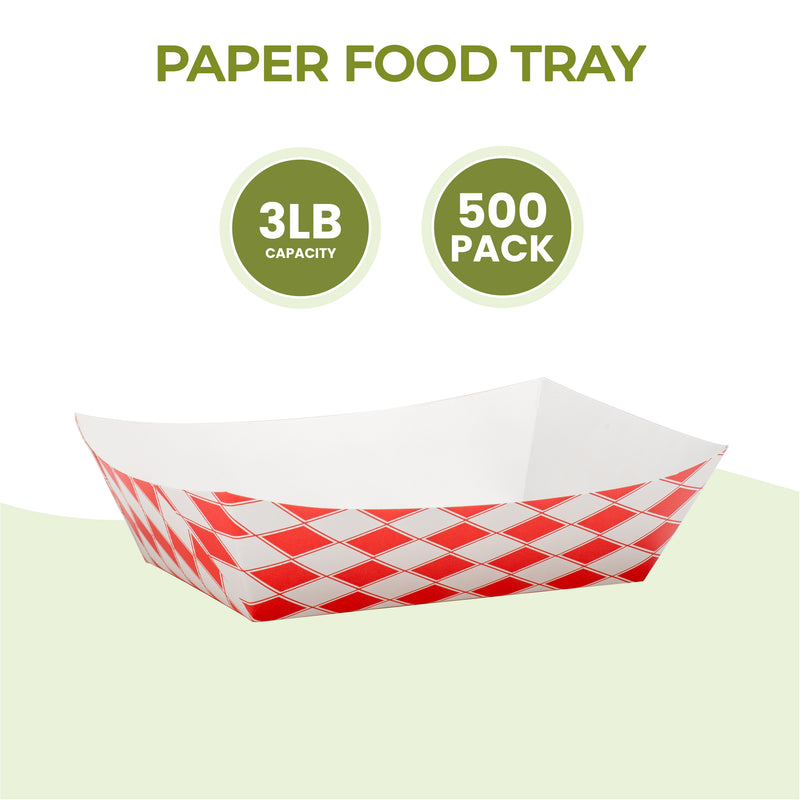 3LB Red Check Paper Food Trays