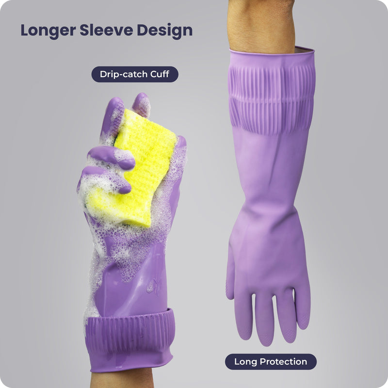 Long Sleeve Dish Gloves (Purple) 120Pair (L)
