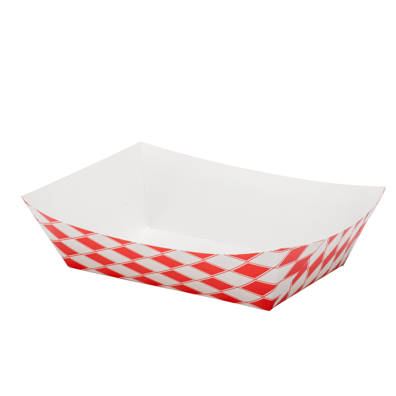 3LB Red Check Paper Food Trays
