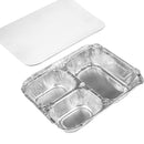 3 Compartment Rectangular Disposable Aluminum Foil Pan with Flat Board Lids - Inbulks