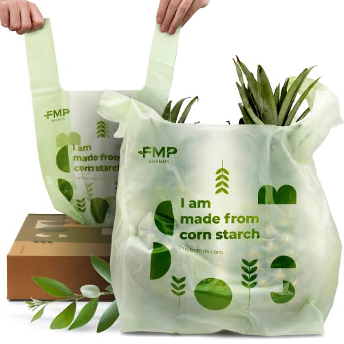 [500 Pack] 100% Compostable Bags with Handle - Inbulks