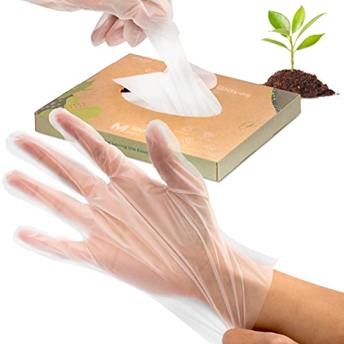 [100 Pack] 100% Compostable Disposable Food Prep Gloves, Large - Inbulks