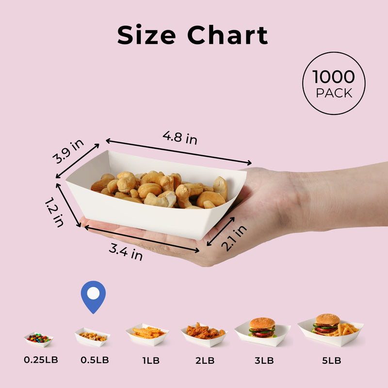 0.5 LB White Paper Food Trays