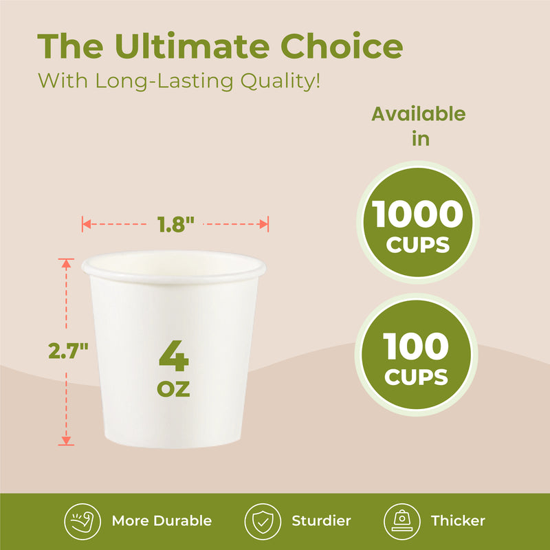 4oz White Disposable Paper Hot Cups