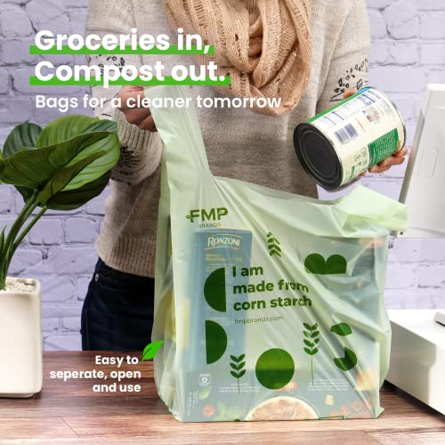 [500 Pack] 100% Compostable Bags with Handle - Inbulks